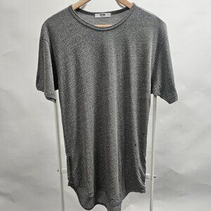 EPTM Men's Basic Curved Drop Cut Short Sleeve Side Zipper Tee HGrey